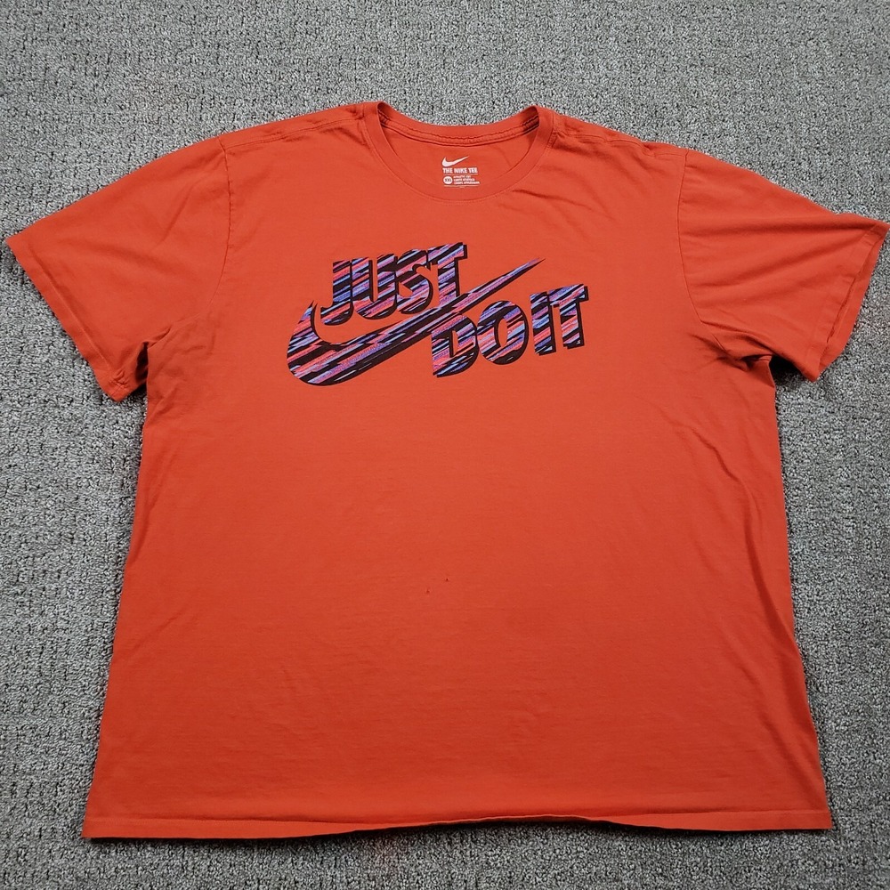 NIKE Shirt Mens 2XL Orange Just Do It Swoosh Logo Sportswear Tee - Picture 1 of 10